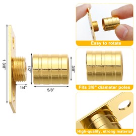 Pelopy 2 Pcs Inside Mount Curtain Rod Bracket 3/8" Bracket Set for 3/8" Rodding (Brass)