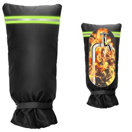 Large Outdoor Faucet Cover for Winter Freeze Protection, Pletpet 25" L x 13"W Winter Spigot Cover Black Long Outdoor Faucet Cover Socks for Winter Protection Pipe Insulation with Reflective Strip