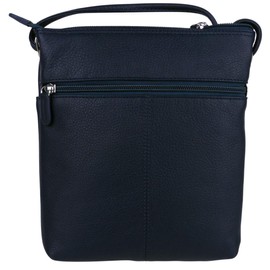 ili New York Womens Leather Midi Sac Crossbody Bag RFID Protected - Navy