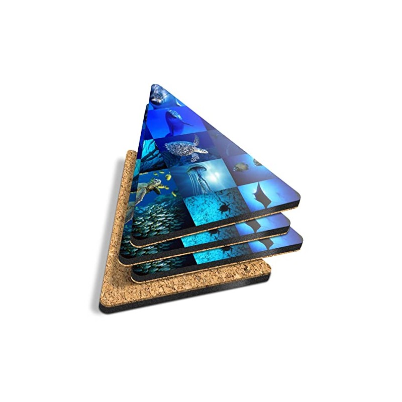 4 x Triangle Coasters - Marine Life Collage Ocean Dive