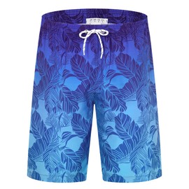 APTRO Men's Swimming Shorts Board Shorts Quick Dry Swimming Trunks Summer Beach Shorts with mesh Lining Big Palm Leaf Blue MSTK269 3XL