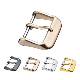 STUNNING SELECTION Replacement steel buckle for watch bands - Leather watch straps clasp in Rose Gold - 18 mm