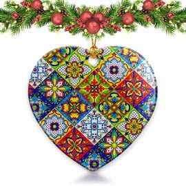 Christmas Ornaments 2025,Mexican Talavera Ornaments for Christmas Tree Holidays Ornaments Decorations,adornos de Navidad Ceramic Ornaments Xmas Gifts Idea for Home Decor