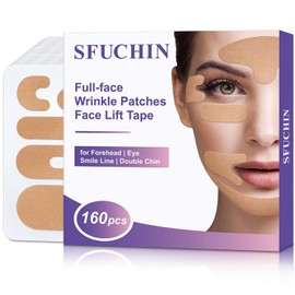 Sfuchin Face Tape, 160 PCS Zornesfalte Pflaster, Anti Falten Pflaster für Stirnfalten, Augen, Doppelkinn - Face Lifting Tape für Gesicht, Kinesiologie Tape Gesicht, Gesichtstape Gegen Falten