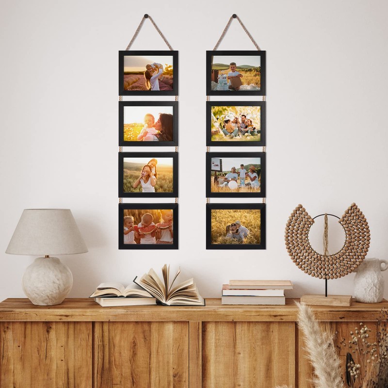 Lavezee 5x7 Hanging Collage Picture Frames Set of 2, Black