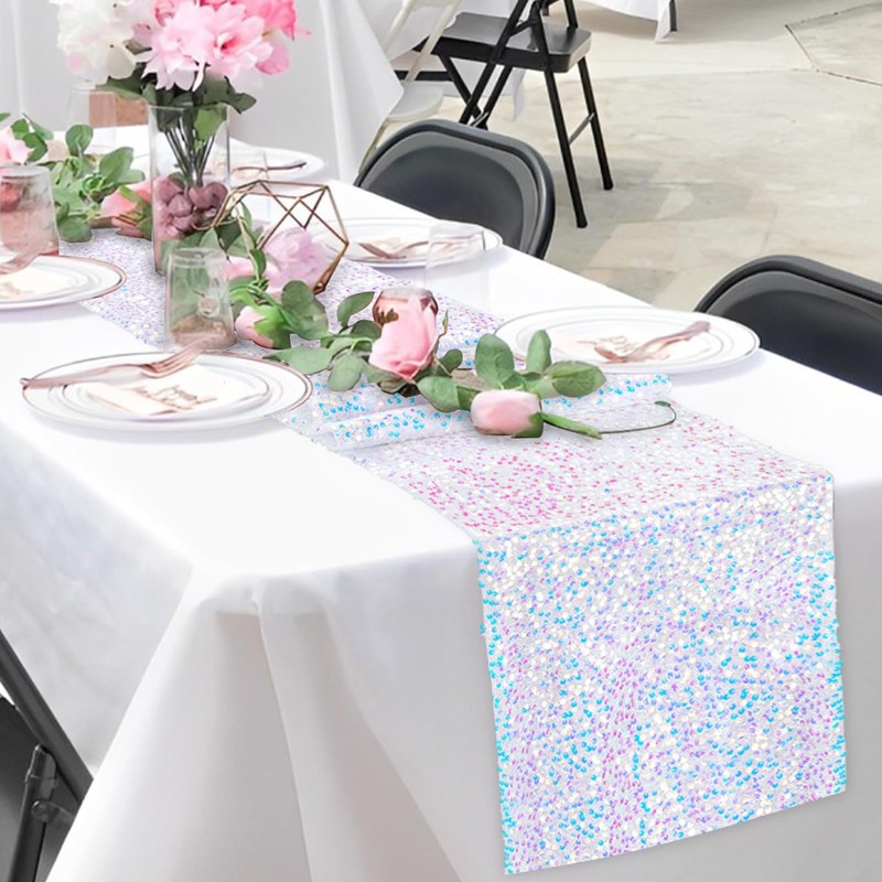 MoKoHouse White Table Runner for Mermaid Party Decoration - 4