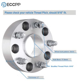 ECCPP 2PCS 5 Lug 50mm 5x139.7 Wheel Spacers 2 inch 5x5.5 to 5x5.5 77.8mm CB with 9/16 UNF Studs fit for 2004-2009 for Durango 2005-2010 for Dakota 2002-2010 for Dodge Ram 1500