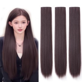 KQHOMEI Collar and Leg Wig, Set of 3, Clip Type, Straight, Long, 19.7 / 23.6 inches (50 / 60 cm), Extension, One-touch, Heat Resistant, Natural, Synthetic Hair, Fashion, Increasing Volume, Partial Wig