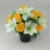 Yellow Rose and Lily Artificial Flower Grave/Memorial Arrangement