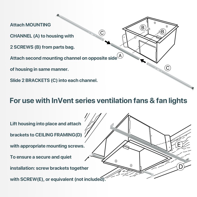 MHB4 Ventilation Fans Hanger Bar Kit for Broan-NuTone Invent Series