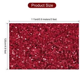 sourcing map Sequin Fabric Sold by the Metre 120 cm x 91 cm Sparkly Fabric Glitter Fabric Sequin Fabric Flannel with 5 mm Round Sequins, Red