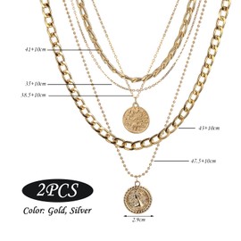 CQQNIU 2 Sets Of Multi-Layered Necklaces, Round Pendant Necklaces, Fashionable And Simple Necklaces, Creative Stacking Necklaces, Women'S Jewelry