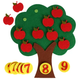 TOYANDONA 1 Set DIY Felt Christmas Apples Tree for Kids with Number and Apples Xmas Gifts Christmas Door Wall Hanging