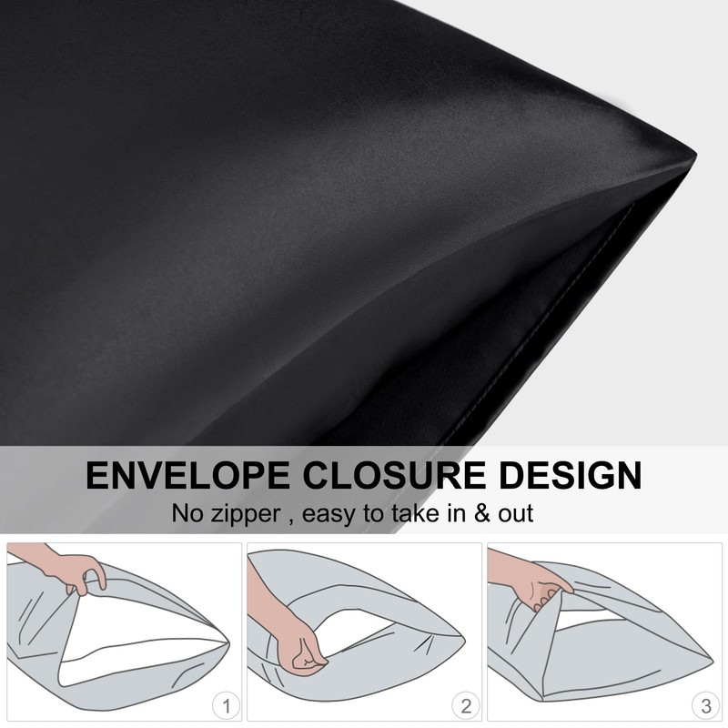 PiccoCasa Satin Pillowcase, Cool Envelope Style Pillowcase, Rayon, Cool to
