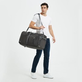 WANDF Travel Duffle Bag 65L Shoes Compartment Foldable Overnight Weekender Bag Carry On Bag for Men Women (Grey)