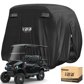 10L0L Golf Cart Cover Universal 6/4+2 Passenger for Yamaha EZGO Club Car Heavy Duty 600D Waterproof Covers (Black)