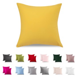 ATsense Set of 2 cushion covers, 40 x 40 cm, 100% cotton, yellow pillowcase with zip, super soft cushion cover, Oeko-Tex certified, suitable for allergy sufferers
