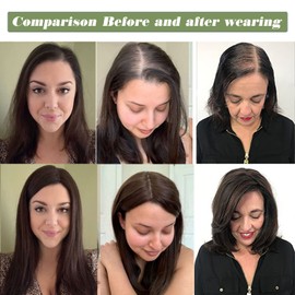 Hair Toppers for Thinning Hair Toppers for Women Real Human Hair Pieces for Women with Thinning Hair Clip In Toppers 100% Remy Human Hair Wiglets 10inch(Dark Brown)