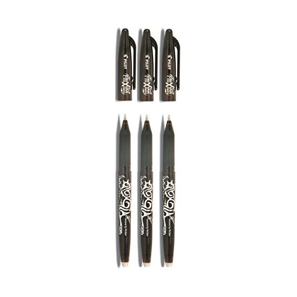 Pilot Black Frixion Rollerball Erasable Pens Pen 0.7mm Nib Tip 0.35mm Line BL-FR7 (Pack Of 3)