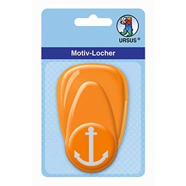Ursus 19480013 Motif Hole Punch with Lever Medium Anchor, Orange, Punched Motif Approx. 25.4 mm, Made of Plastic with Metal Punch, Suitable for Grammages of 160 220 g/m²