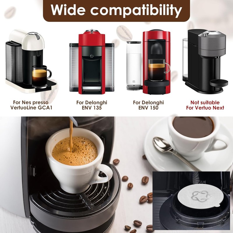 5PCS Reusable Coffee Vertuo Pods, Refillable Coffee Capsule,Compatible with Nespresso