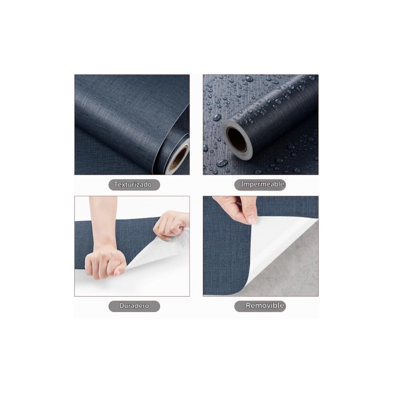 YENHOME - Papel pintado de zacate azul oscuro para despegar