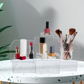 Olutacot 8 Pack Acrylic Risers for Display - Nesting Cubes With Hollow Bottoms, Stand, Cube Boxes, Decorative Stand for Cosmetics Jewelry (Clear)