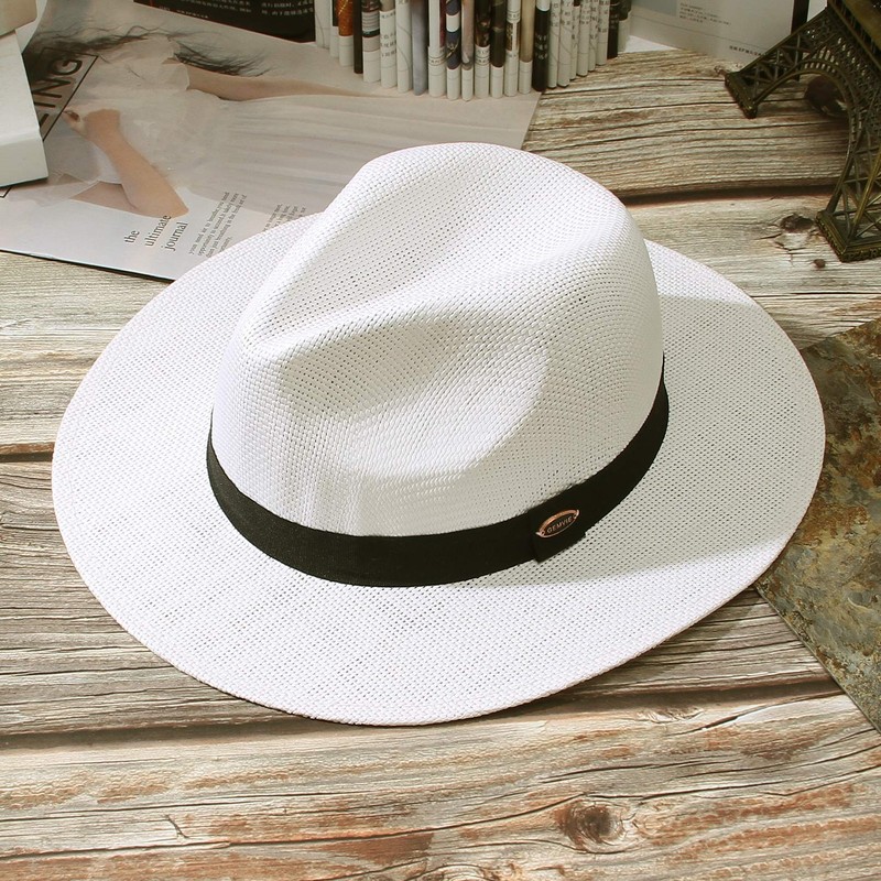 GEMVIE Panama Hat Men Women Wide Brim Straw Hat Fedora