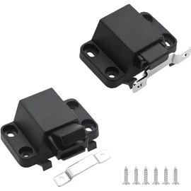 Self-Closing Push to Open Door Latch Cabinet Hardware CBRIVE 2 Pack Push Latches & Lock for Hidden Door Push Release Drawer Pull Tip on Closet Close Touch Locking Strong Pop Out, Black