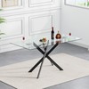 Rectangular Glass Dining Table, Tempered Glass Tabletop and Metal Legs,
