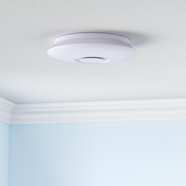 Upgrade 15 inch Dimmable LED Music Ceiling Light with Bluetooth Speaker 24W, Bluetooth Control via Smart Phone APP, Flush Mount Ceiling Light Family Bedroom (Remote Includes)