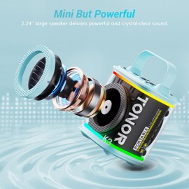 TONOR Mini Karaoke Machine with 2 Wireless Microphones, Portable Bluetooth Speaker for Kids Adults with Microfono Mics and Colorful LED Lights, Children Girls Boys Birthday Gift Home Party Light Blue