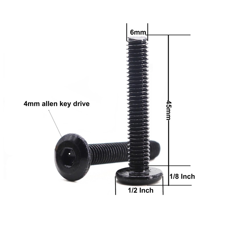 binifiMux 10pcs M6 x 45mm Black Rivet Countersunk Socket Cap