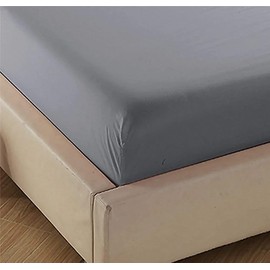 200 Thread Count 100% Egyptian Cotton Fitted Sheet - 16"/40cm Extra Deep Fitted Bed Sheet - Luxury Ultra Soft Bottom Sheet - Deep Pocket Stretches Up to 16" (Grey, Double)