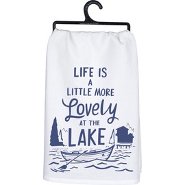 Primitives by Kathy 104268 LOL Made You Smile Dish Towel, 28 x 28-Inches, Lovely at The Lake