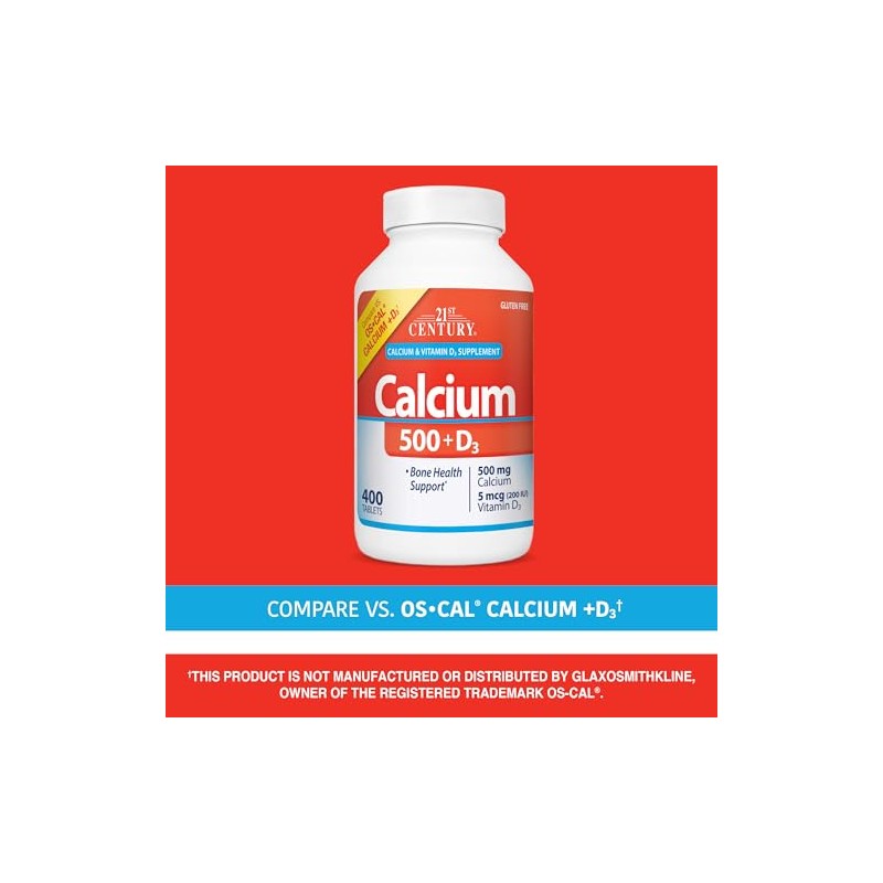 21st Century Calcium 500 Plus D Caplets, 400 Count