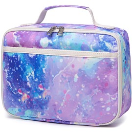 Kids Lunch Box Boys Girls Insulated Lunch Cooler Bag Reusable Lunch Tote Kit for School Travel (Tie Dye Purple)