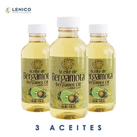 3 Aceites de bergamota 120 ml marca Lenico Estimula Crecimiento Cabello Barba y Bigote Hidratante