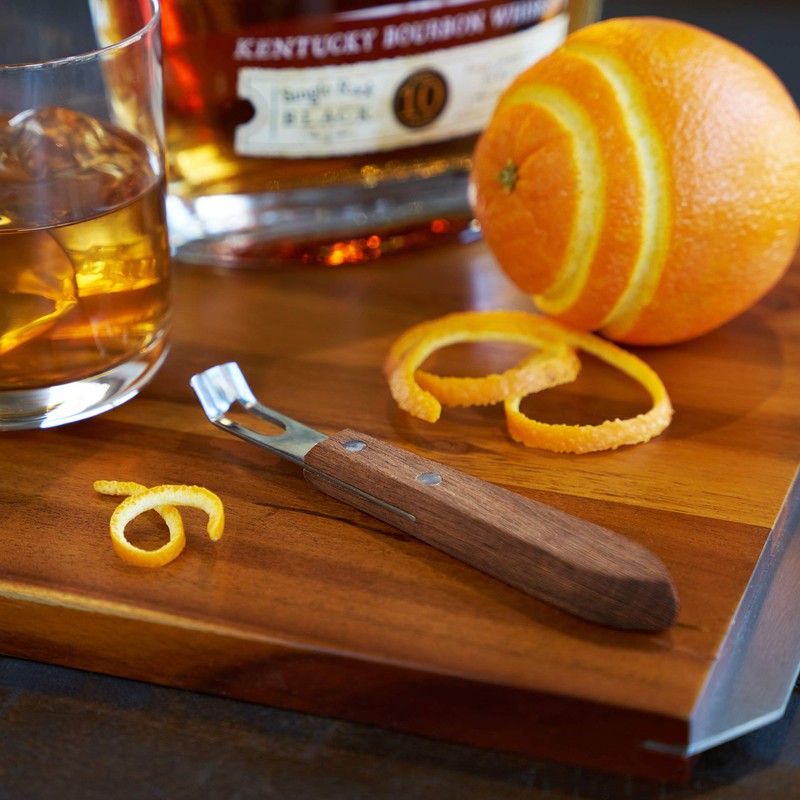 Viski Channel Knife, Citrus Zester and Orange Peeler Tool, Walnut