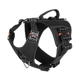 ICEFANG GN8 Tactical Dog Harness with 4X Metal Buckles for Large Sized Dogs,Reflective in Training Walking K9 Vest,No-Pull Front Leash Clip,Adjustable Pet Harness (Black, Large (Pack of 1))