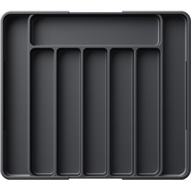 Kitsure Cutlery Tray for Drawer, Extendable Drawer Organiser, Large, Black, 34.80 x 28.00 x 4.00 cm