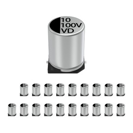 JCCON 20-Pack 100V 10uF Premium Quality Low Impedance Chip Electrolytic Capacitors 6.3x7.7mm (0.25x0.30in), 100Volt 10MFD High-Frequency SMD Caps with Superior Performance