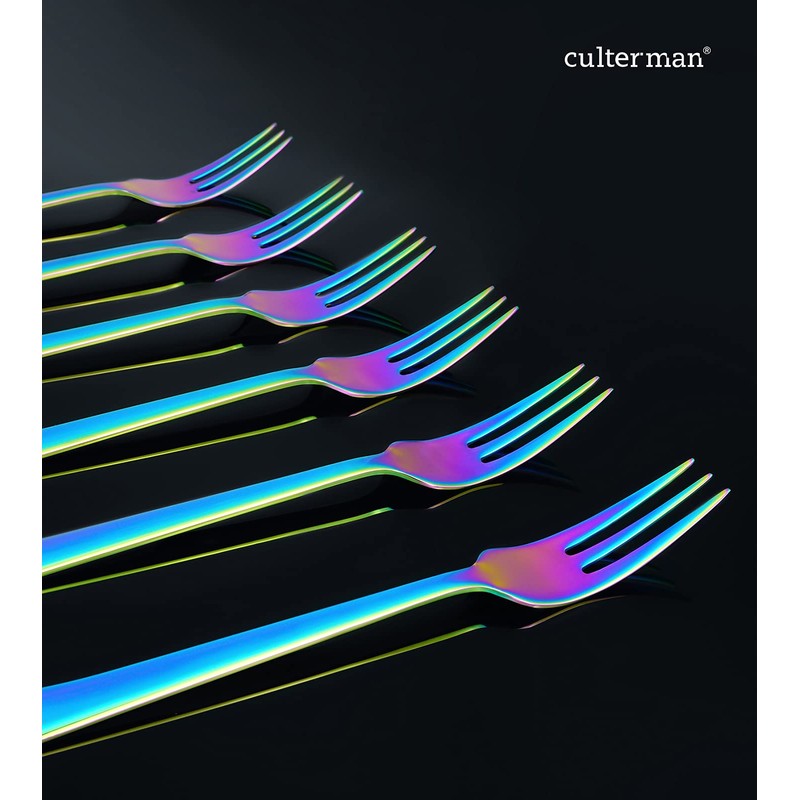 Dinner Fork sets,Rainbow Fork set 6-piece Stainless Steel Color Dessert