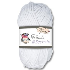 Frida's Wollhaus Frida's 50 g #Sixth Baby Chenille Yarn Knitting Crochet Wool Amigurumi Velvety Soft 30 Colours (741, White)