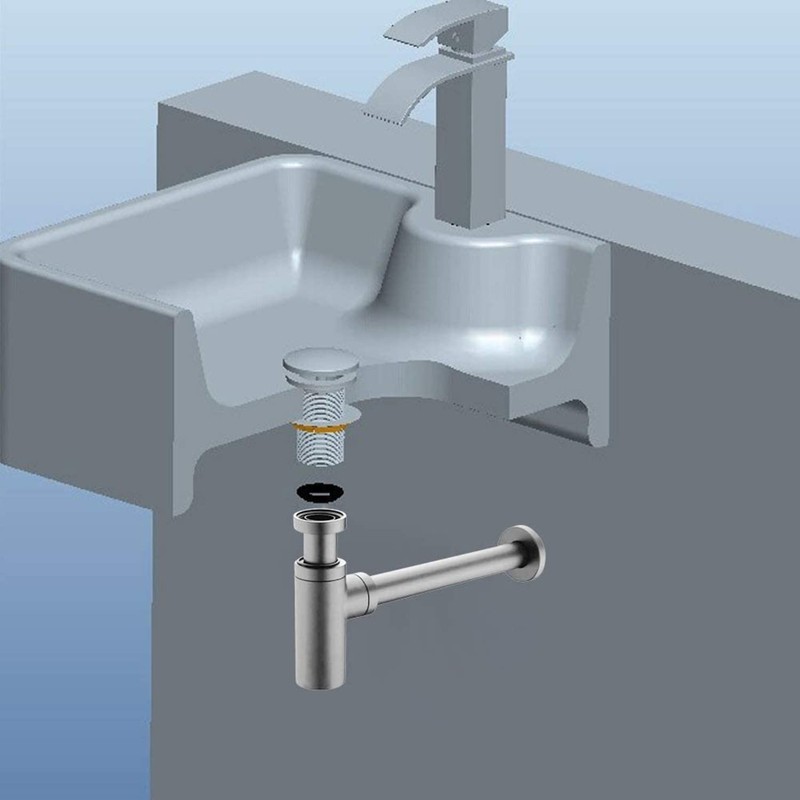 Segistan Bathroom Basin Sink Stopper P-Trap Complete Set, Adjustable Height