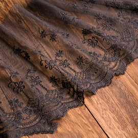 1 Yard Vintage Embroidered Lace Trim Lace Trim Decorative Ribbon Lace Border Decorative Ribbon Lace Fabric for Sewing Bridal Veils Petticoats Wedding Dress Wedding Decoration 32 cm Width, C Black