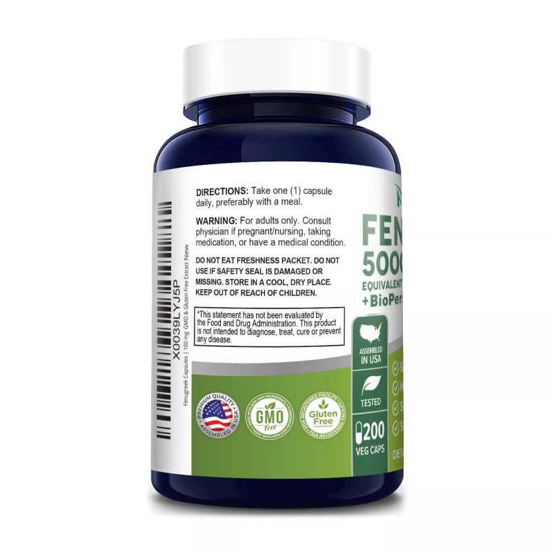NusaPure Fenugreek Capsules | 5000mg | 200 Veggie Caps |