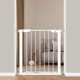 Fairy Baby 25.6-28.3 Inch Narrow Easy Install Baby Gate, Metal Safety Child Gate for Doorways, No Drilling Pressure Mounted Pet Gate for Small Stairs, No Extensions, White