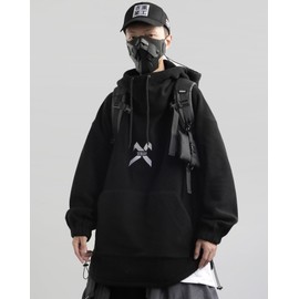 Niepce Inc Streetwear Techwear Thick Men’s Hoodie (Black1, Medium)