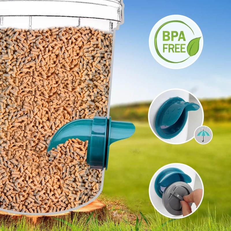Chicken Feeders No Waste 4 Ports + Holesaw, Automatic Chicken